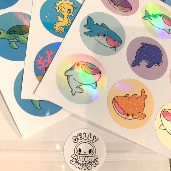 016. Jelly Swish Holographic Sea Creature Stickers 2 Packs - Picture 9 of 12
